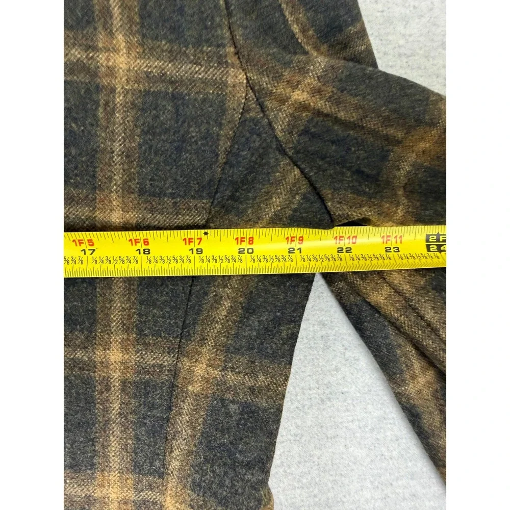 Royal Classic Holland & Sherry Wool Plaid Blazer 42R Brown Suede Elbow Patch